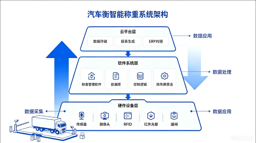 汽车衡称重管理系统三层架构示意图
